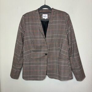 Jules & Leopold Checkered Blazer in Black and Brown